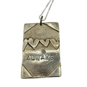 Vintage Sterling Silver 925 Love Always Pendant Necklace Signed MCP 17.4 Grams